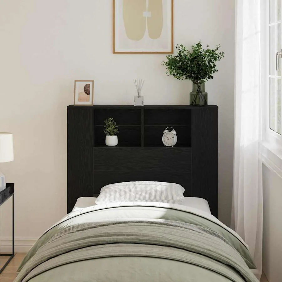 Cabinet de Tête de Lit Chêne noir Bois d'ingénierie