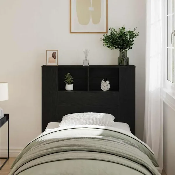 Cabinet de Tête de Lit Chêne noir Bois d'ingénierie
