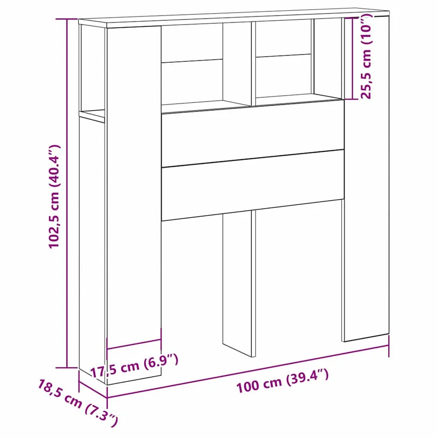Cabinet de Tête de Lit Chêne noir Bois d'ingénierie - 10