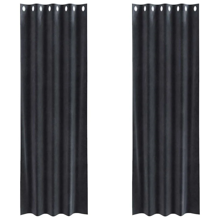 Rideaux occultants 2 pcs Gris foncé 140 x 260 cm Velours - 2