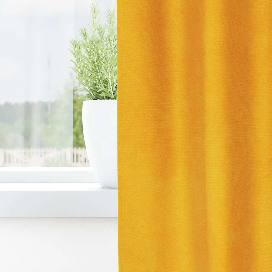 Rideaux occultants 2 pcs Jaune moutarde 140 x 140 cm Velours - 3