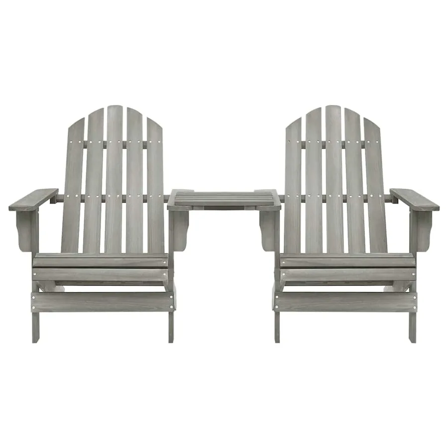 Chaises de jardin Adirondack avec table bois de sapin gris - 2