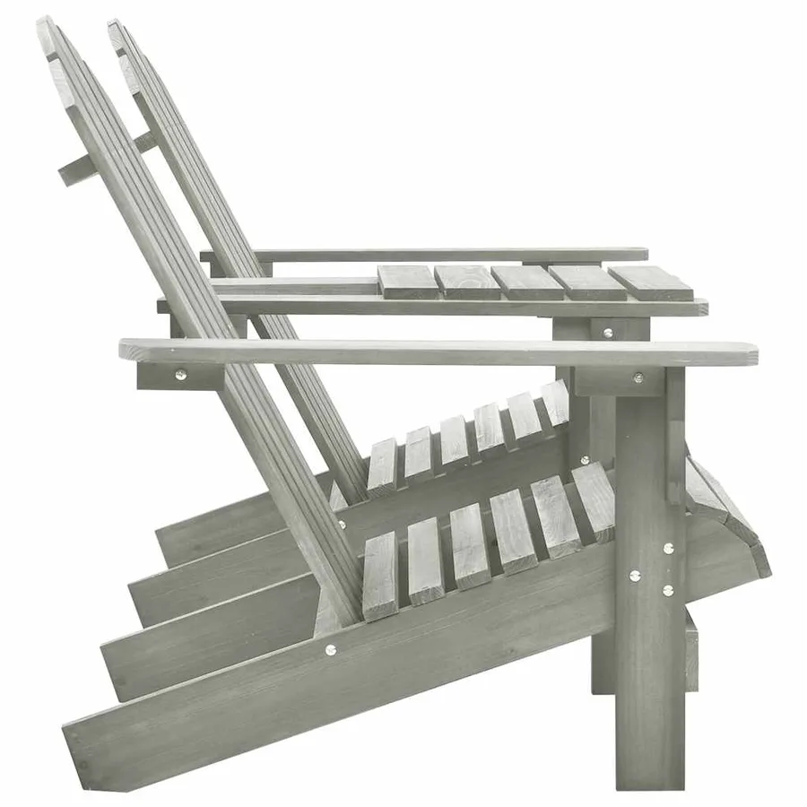 Chaises de jardin Adirondack avec table bois de sapin gris - 3
