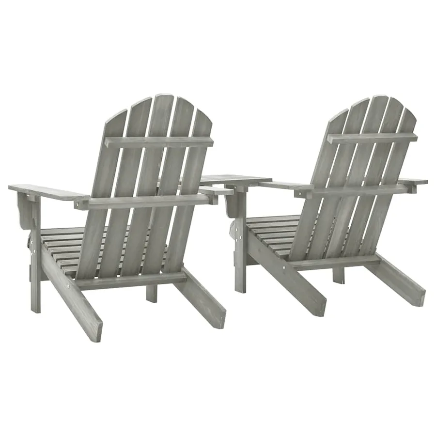 Chaises de jardin Adirondack avec table bois de sapin gris - 4