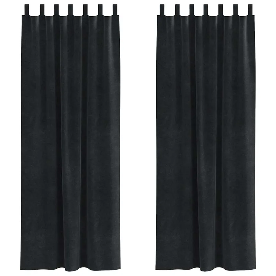 Rideaux occultants 2 pcs Noir 140 x 225 cm Velours - 2