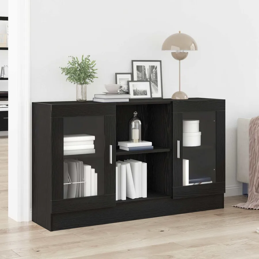 Buffet Chêne noir 120 x 30,5 x 70 cm Bois d'ingénierie