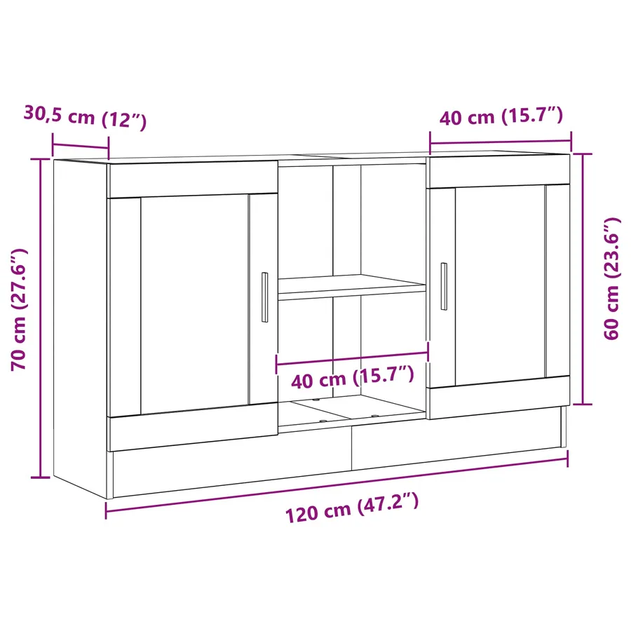 Buffet Chêne noir 120 x 30,5 x 70 cm Bois d'ingénierie - 12