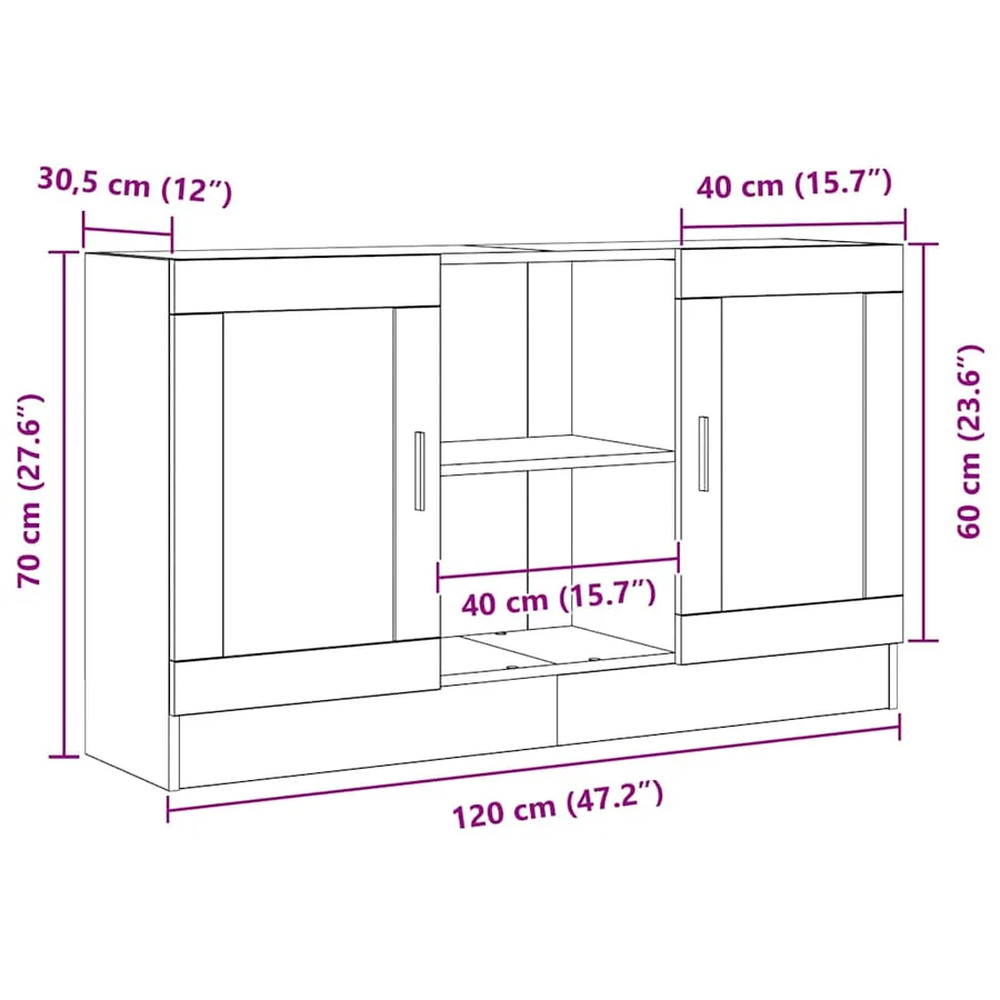 Buffet Chêne noir 120 x 30,5 x 70 cm Bois d'ingénierie - 13