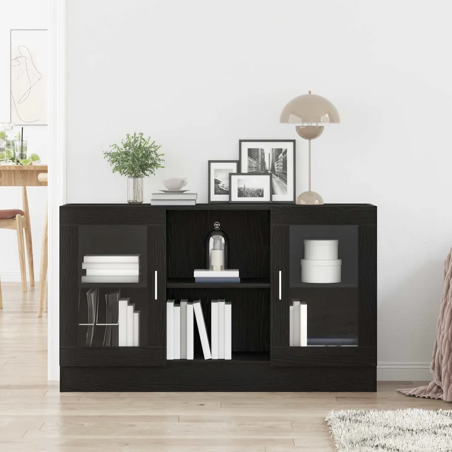 Buffet Chêne noir 120 x 30,5 x 70 cm Bois d'ingénierie - 4