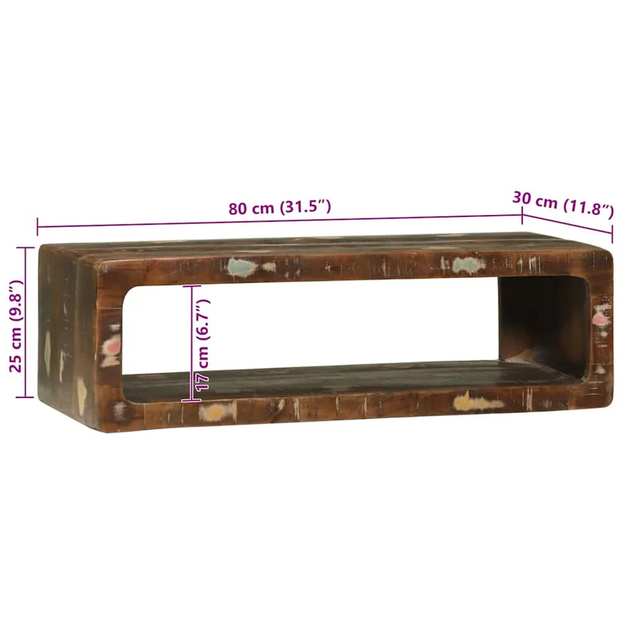 Meuble TV 80 x 30 x 25 cm Bois massif de récupération - 11