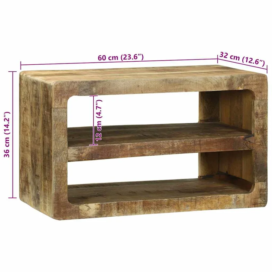 Meuble TV Marron 60 x 32 x 36 cm Bois de manguier massif - 11