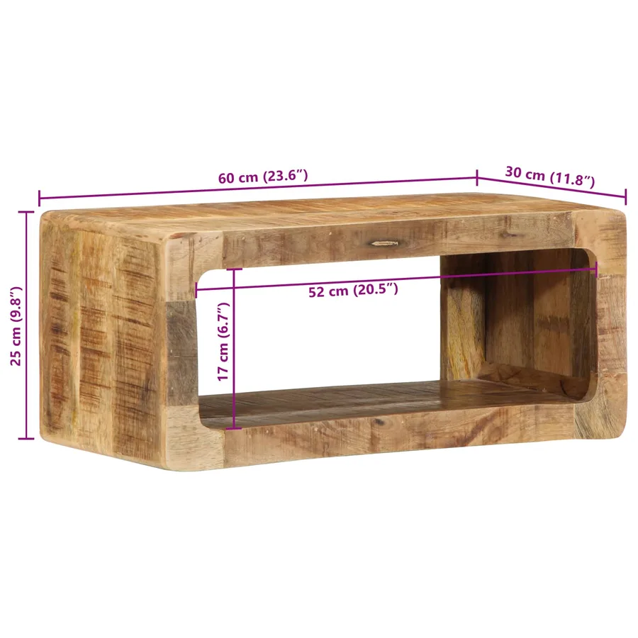 Meuble TV mural 60x30x25 cm manguier massif - 6
