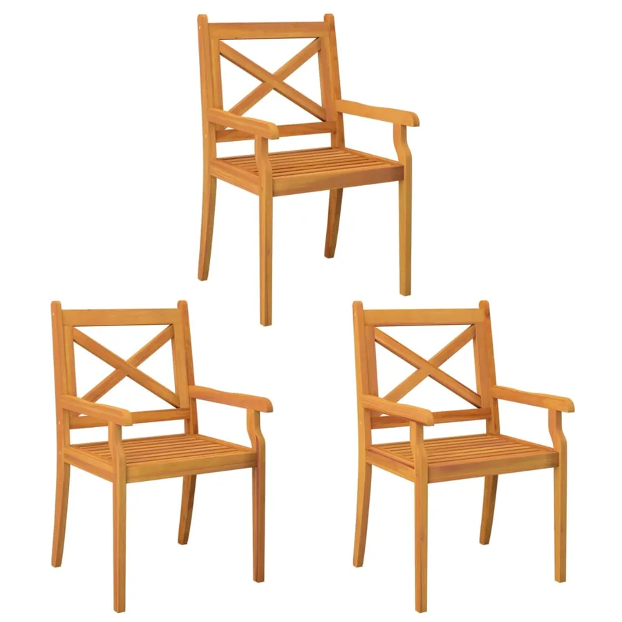 Chaises à manger d'extérieur lot de 3 Bois d'acacia massif - 2