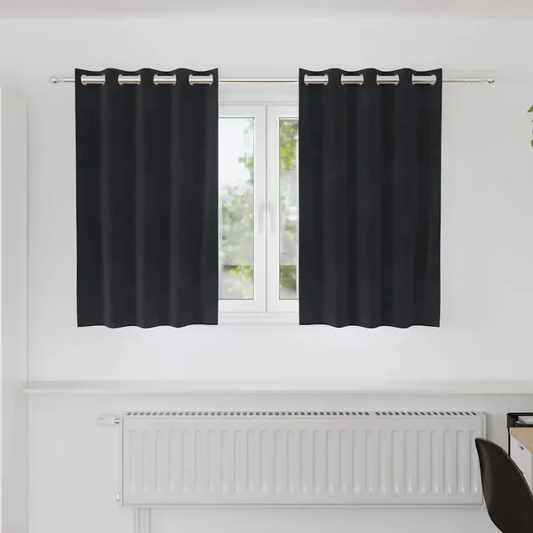 Rideaux occultants 2 pcs Noir 140 x 140 cm Velours