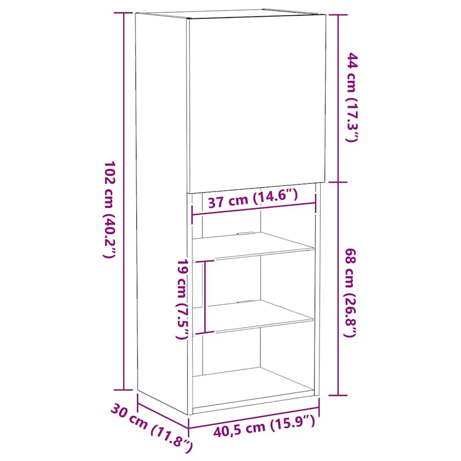 Ensemble meuble TV avec LED Chêne noir 40,5 x 30 x 102 cm - 14