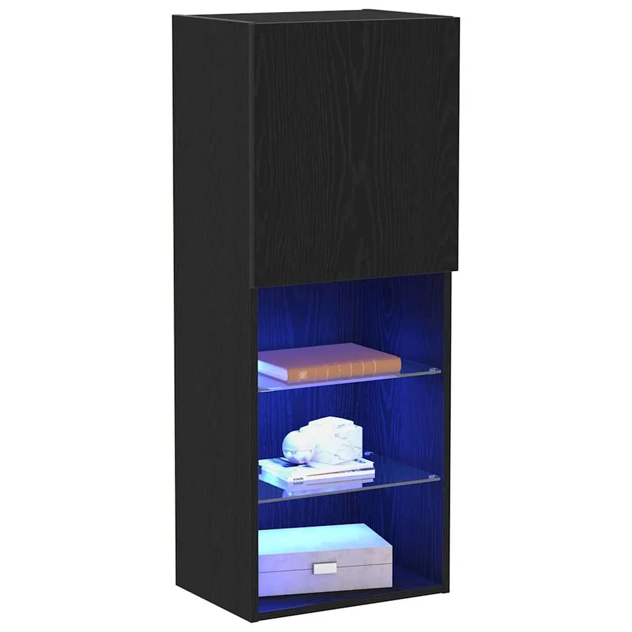 Ensemble meuble TV avec LED Chêne noir 40,5 x 30 x 102 cm - 3