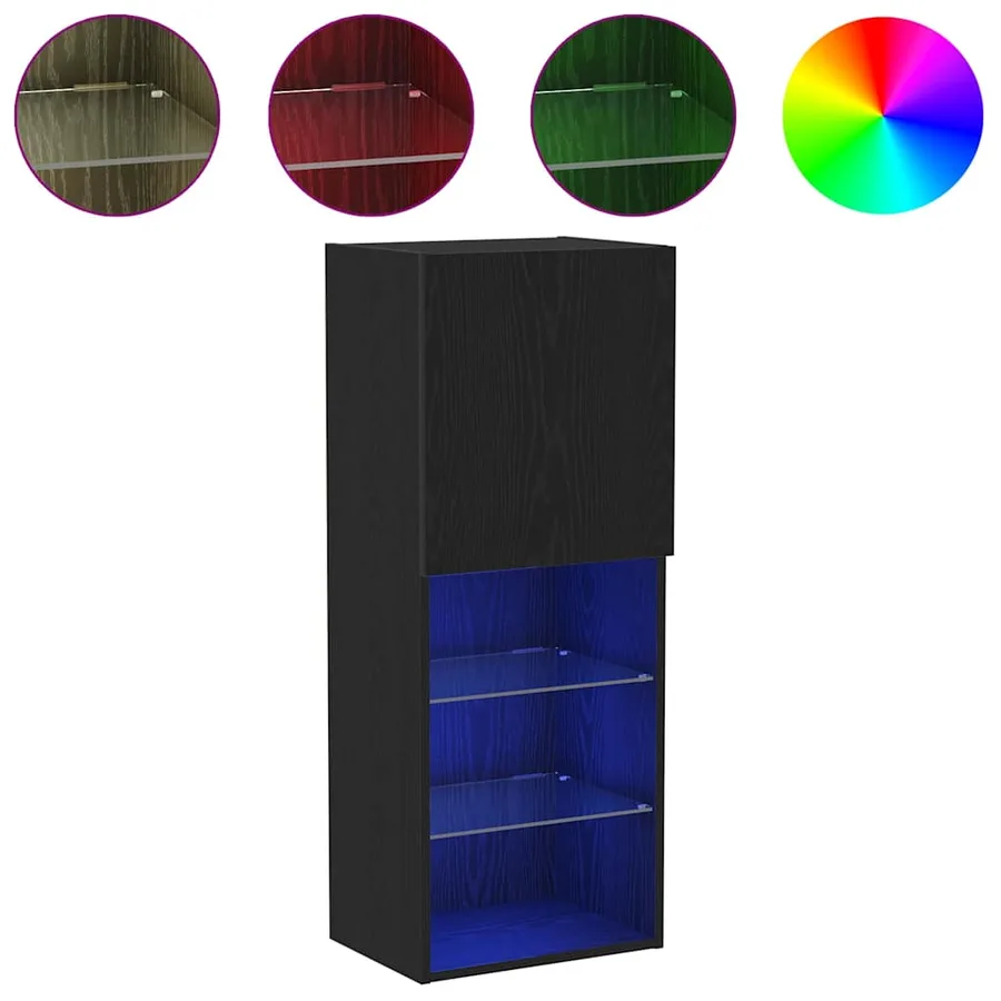 Ensemble meuble TV avec LED Chêne noir 40,5 x 30 x 102 cm - 4