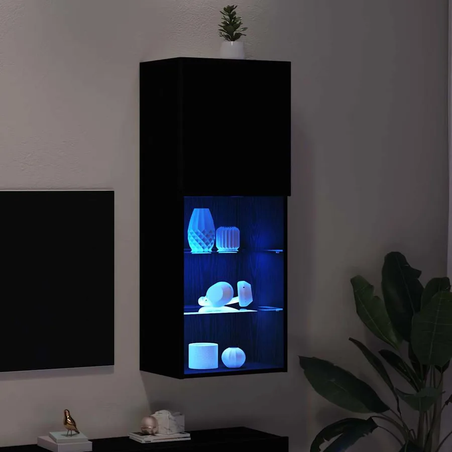 Ensemble meuble TV avec LED Chêne noir 40,5 x 30 x 102 cm - 5