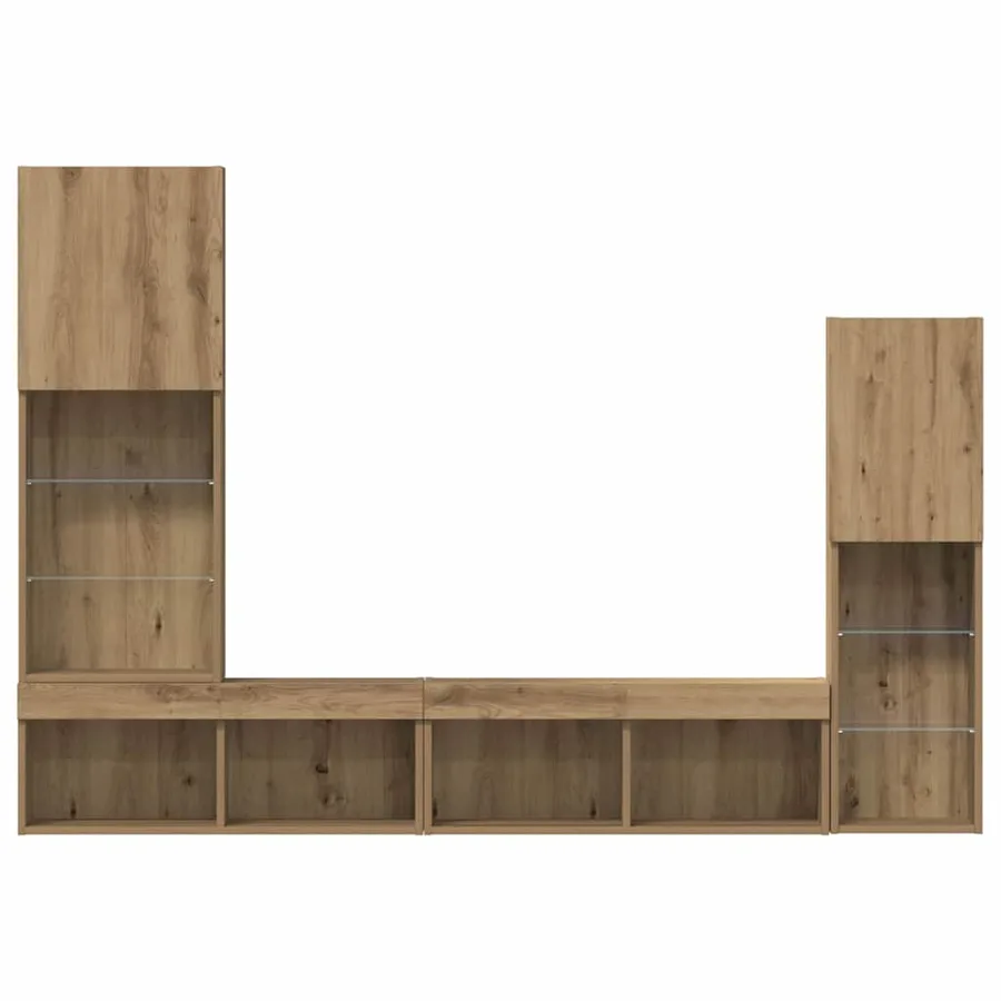 Meuble TV 4 pcs chêne artisanal Bois d'ingénierie - 13