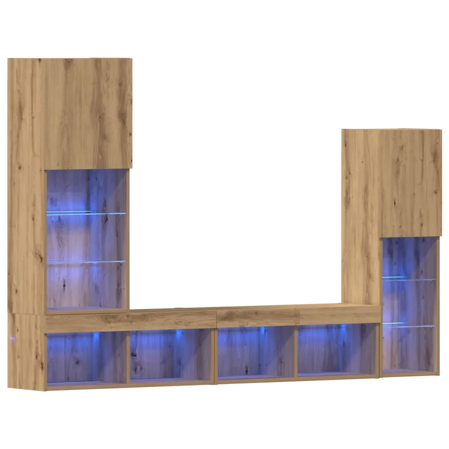 Meuble TV 4 pcs chêne artisanal Bois d'ingénierie - 2
