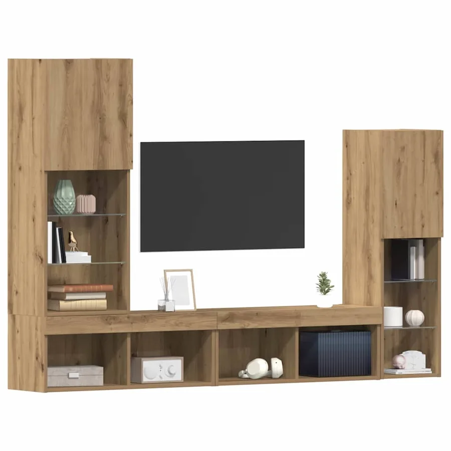 Meuble TV 4 pcs chêne artisanal Bois d'ingénierie - 3