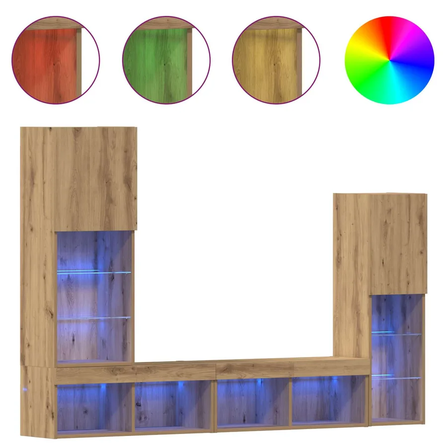 Meuble TV 4 pcs chêne artisanal Bois d'ingénierie - 4