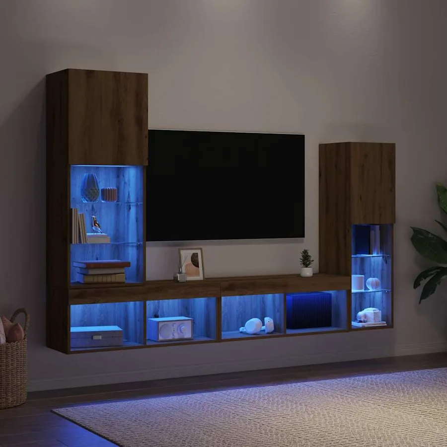 Meuble TV 4 pcs chêne artisanal Bois d'ingénierie - 5