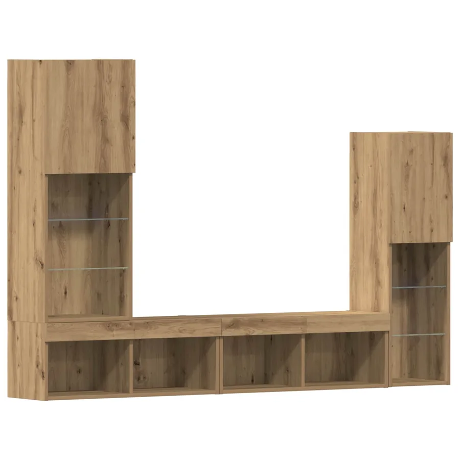Meuble TV 4 pcs chêne artisanal Bois d'ingénierie - 7