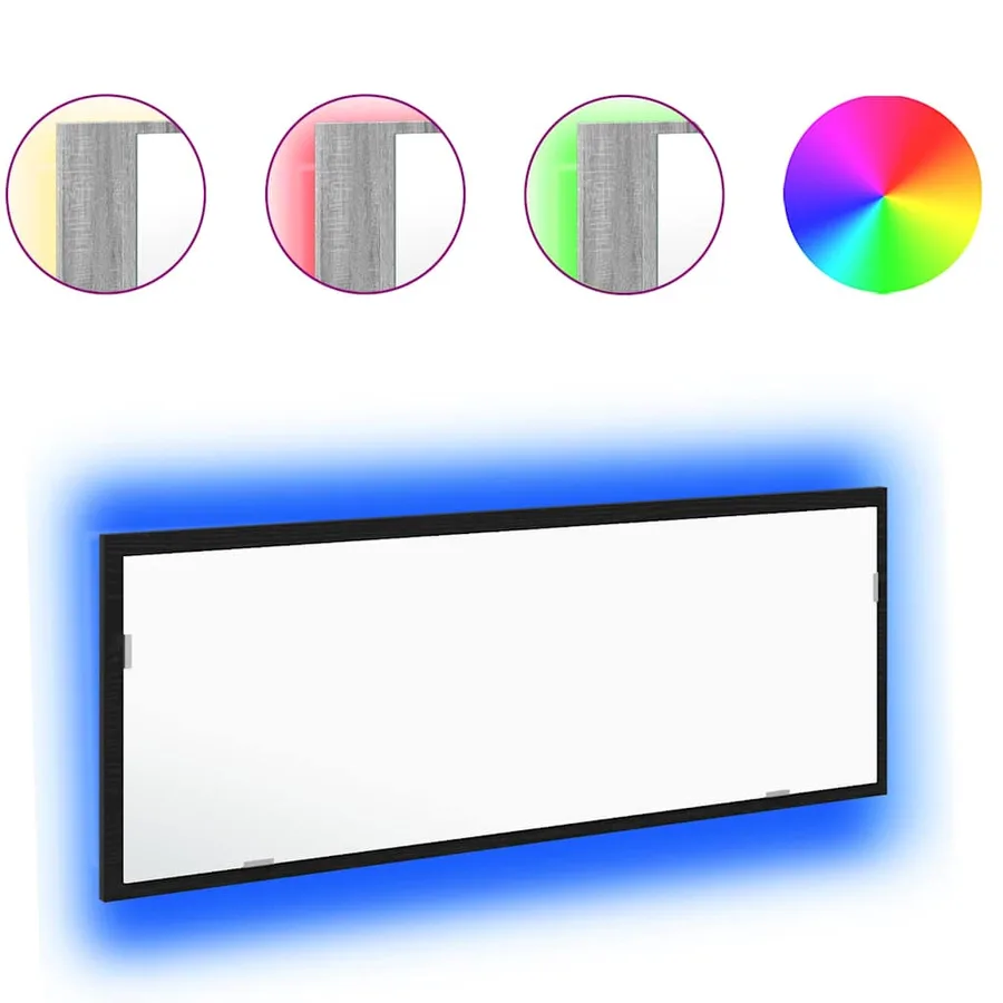 Miroir de salle de bain LED Chêne noir 100 x 8,5 x 37 cm Verre - 3