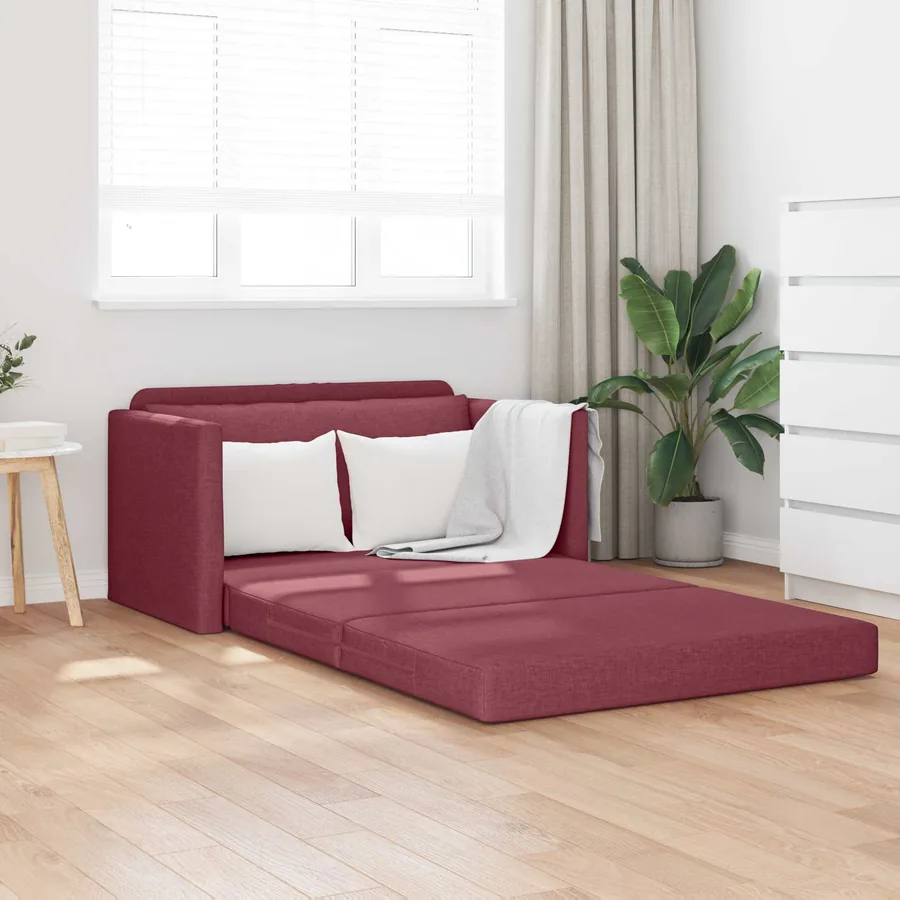 Canapé-Lit 110cm Bordeaux tissu