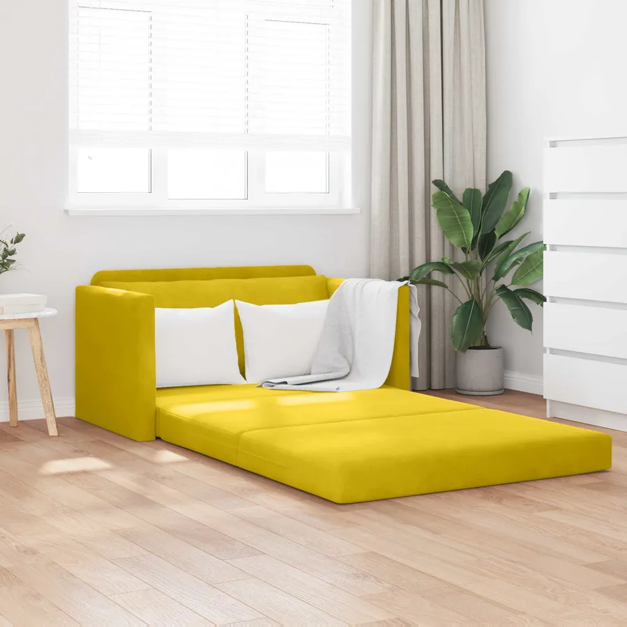 Canapé-Lit Jaune tournesol 124 x 71 x 78 cm Velours