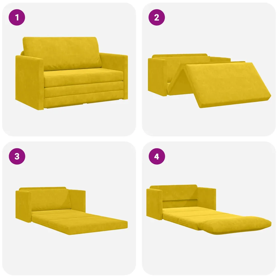 Canapé-Lit Jaune tournesol 124 x 71 x 78 cm Velours - 10