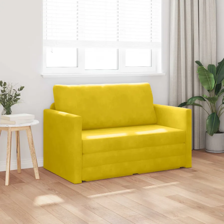 Canapé-Lit Jaune tournesol 124 x 71 x 78 cm Velours - 3