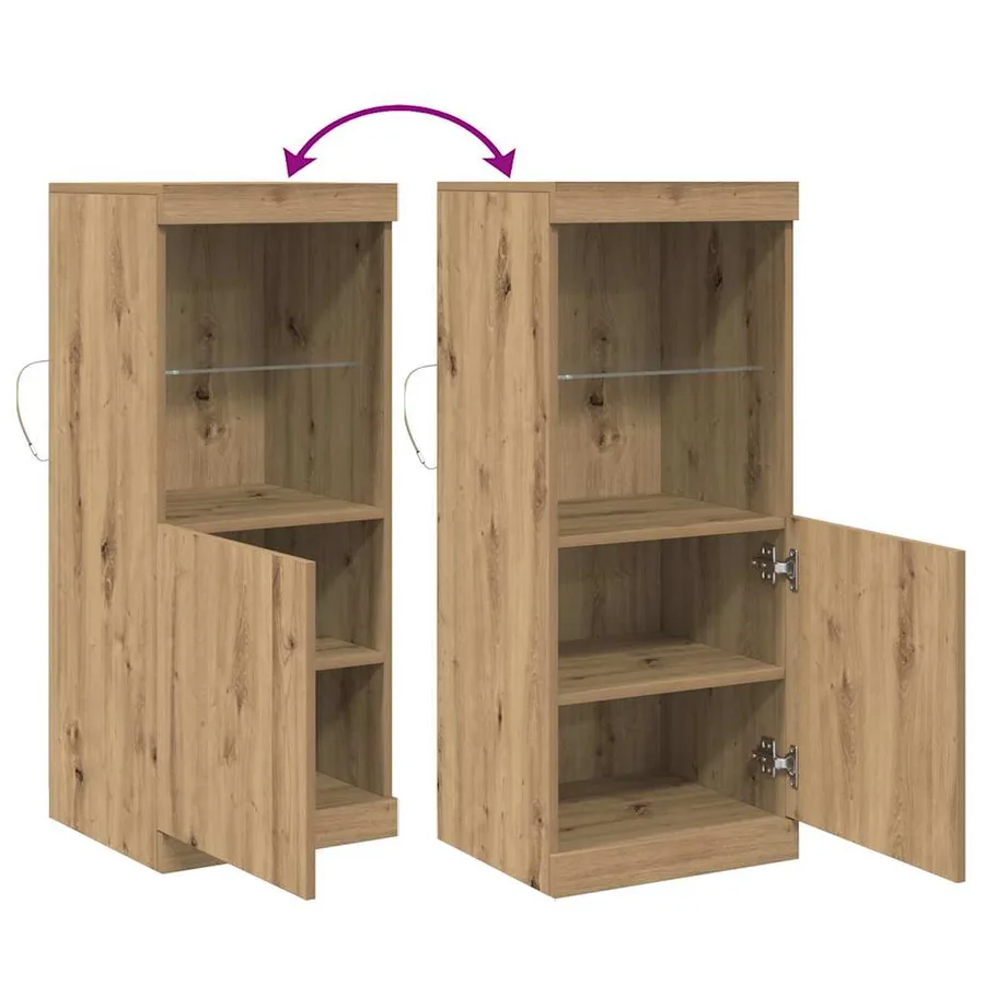 Buffet LED Chêne artisanal 41 x 37 x 100 cm Bois d'ingénierie - 13