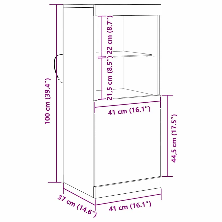 Buffet LED Chêne artisanal 41 x 37 x 100 cm Bois d'ingénierie - 16