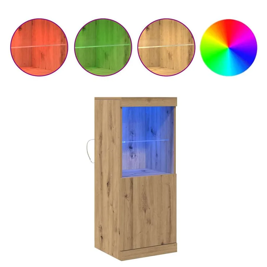 Buffet LED Chêne artisanal 41 x 37 x 100 cm Bois d'ingénierie - 2