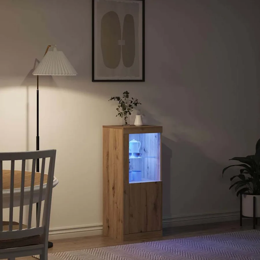 Buffet LED Chêne artisanal 41 x 37 x 100 cm Bois d'ingénierie - 4