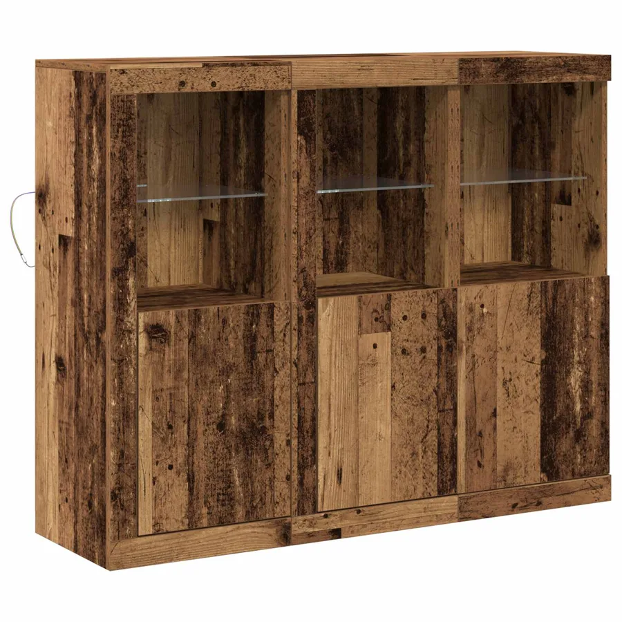 Buffet LED 3 pcs Bois ancien 123 x 37 x 100 cm - 2