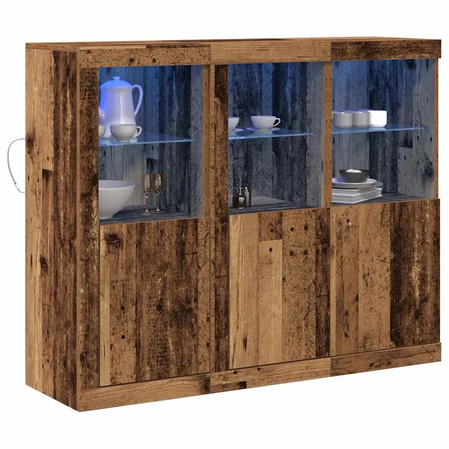 Buffet LED 3 pcs Bois ancien 123 x 37 x 100 cm - 3