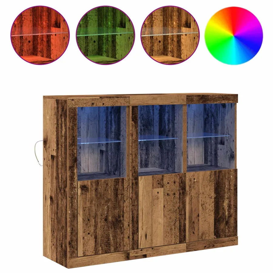 Buffet LED 3 pcs Bois ancien 123 x 37 x 100 cm - 4