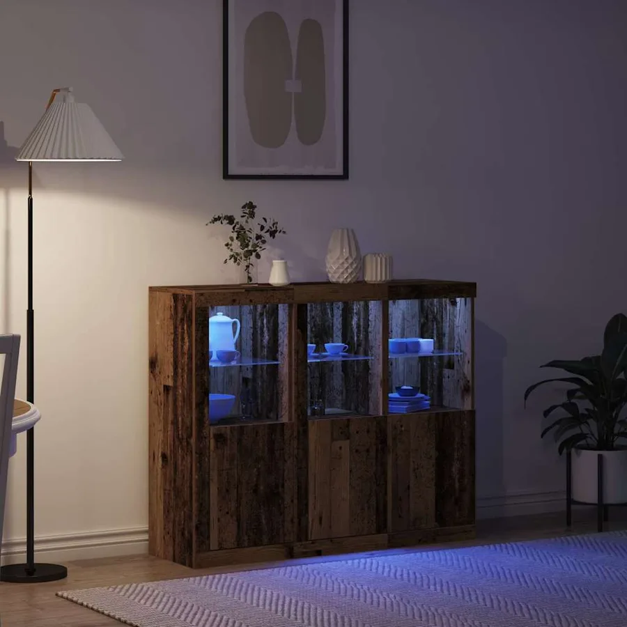 Buffet LED 3 pcs Bois ancien 123 x 37 x 100 cm - 5