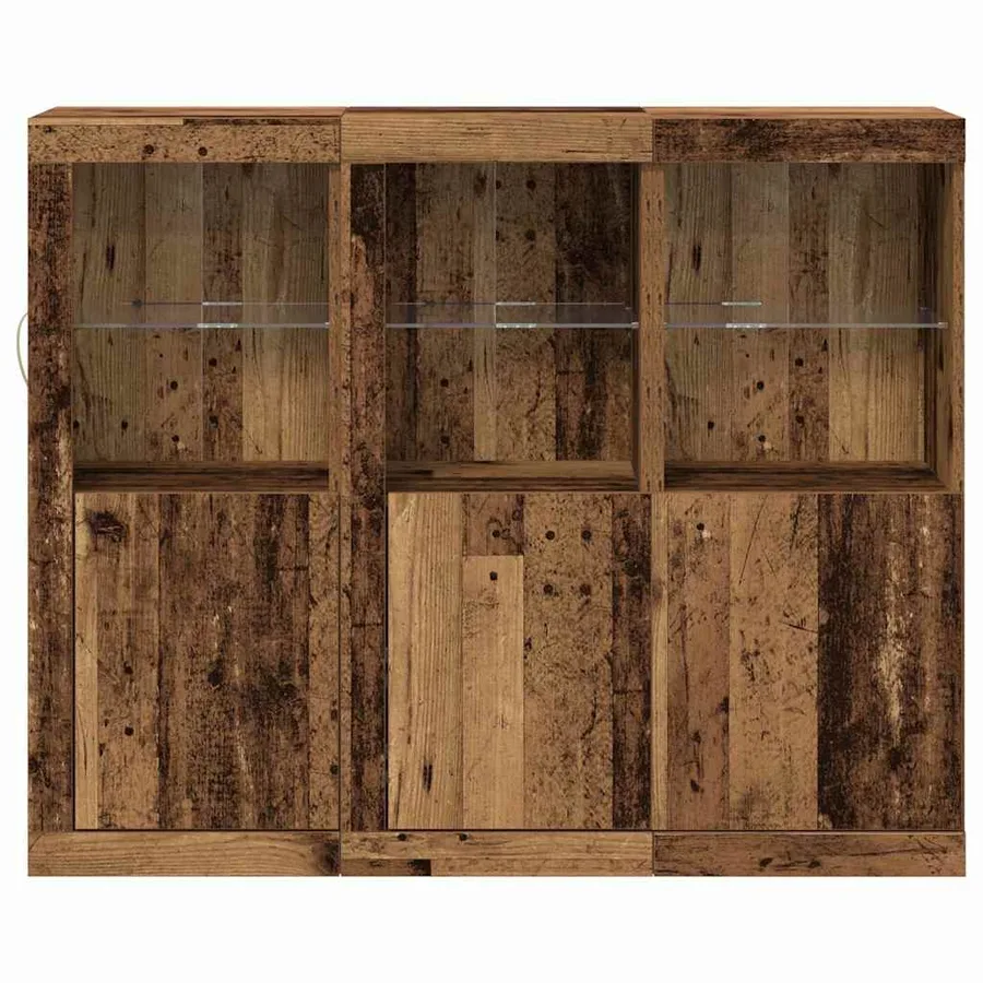 Buffet LED 3 pcs Bois ancien 123 x 37 x 100 cm - 6
