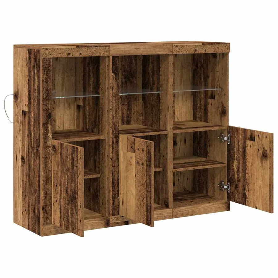 Buffet LED 3 pcs Bois ancien 123 x 37 x 100 cm - 7