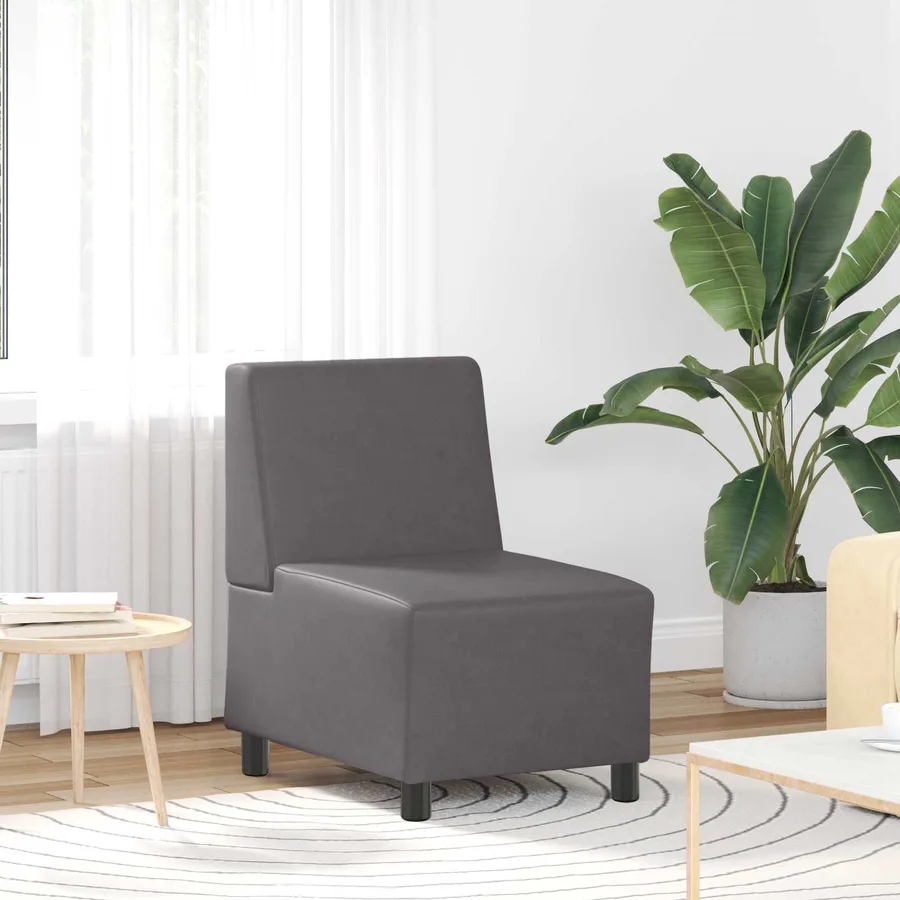 Fauteuil gris 55 cm similicuir - 3