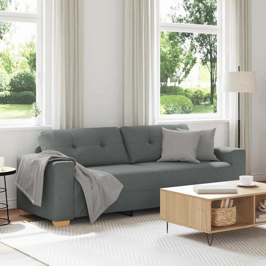 Canapé 3 places gris foncé 220 x 78 x 80 cm tissu
