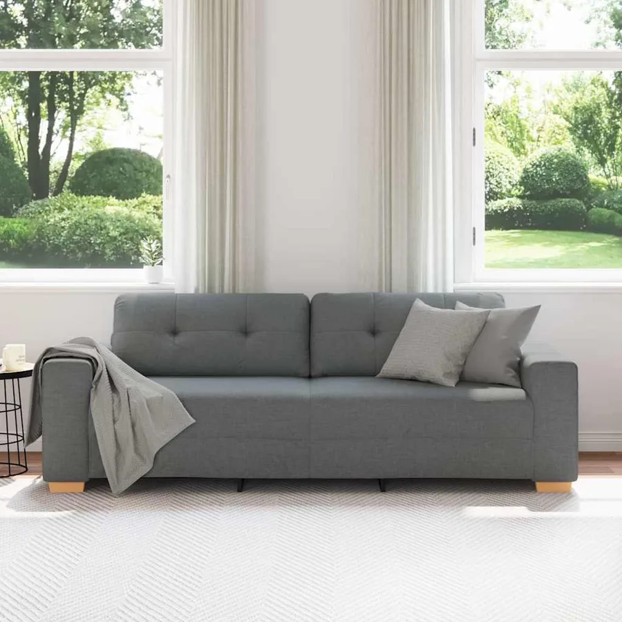 Canapé 3 places gris foncé 220 x 78 x 80 cm tissu - 3