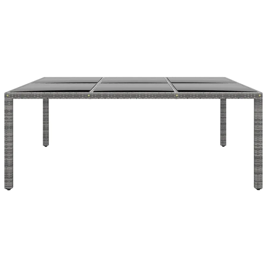 Table de jardin 200x150x75 cm Verre trempé/résine tressée Gris - 2