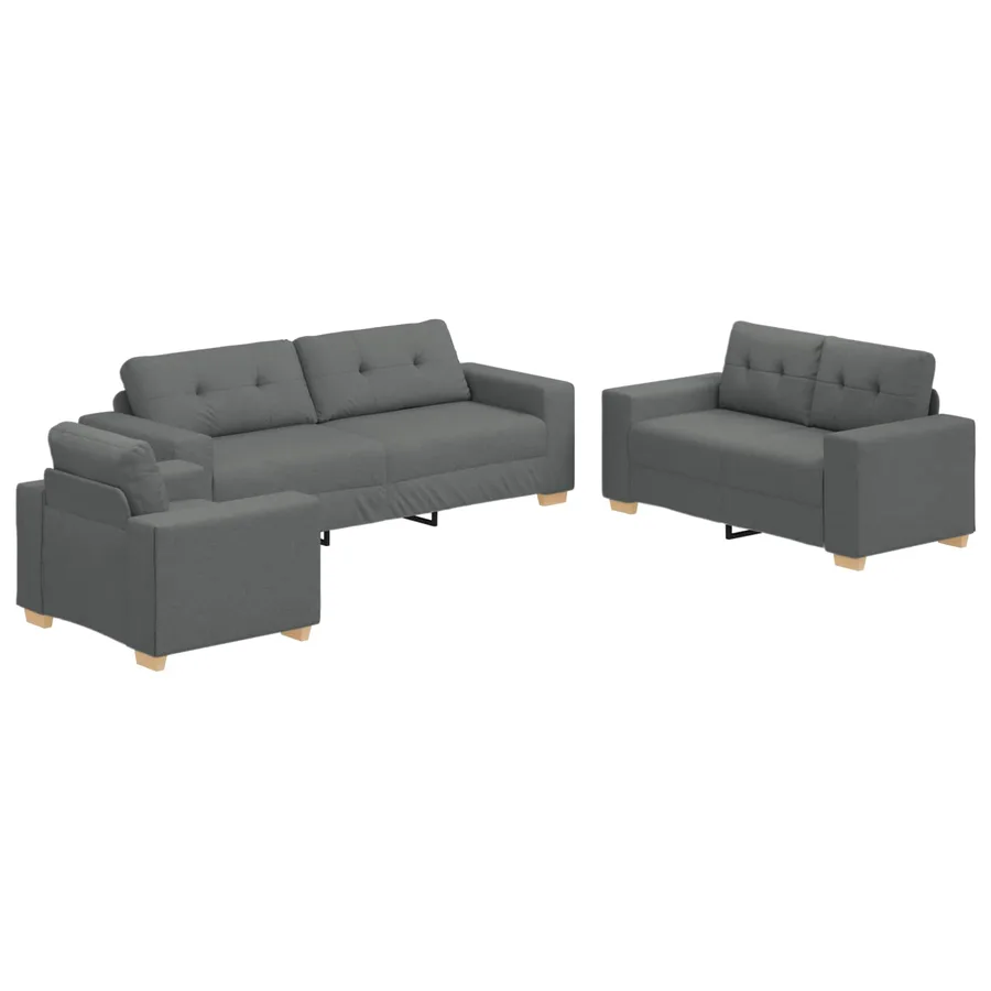 Canapé 3 pcs Gris foncé 221 x 80 x 80 cm Tissu en lin mélangé - 2