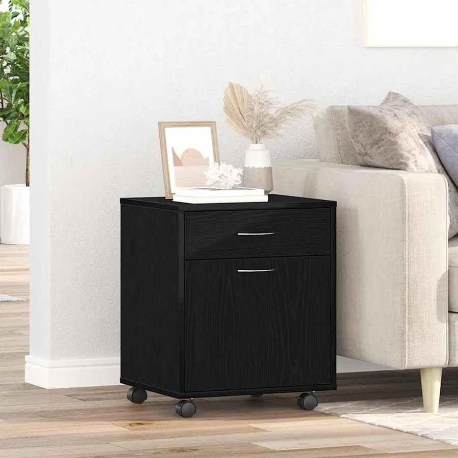 Cabinet roulant Chêne noir 45 x 38 x 54 cm Bois d'ingénierie
