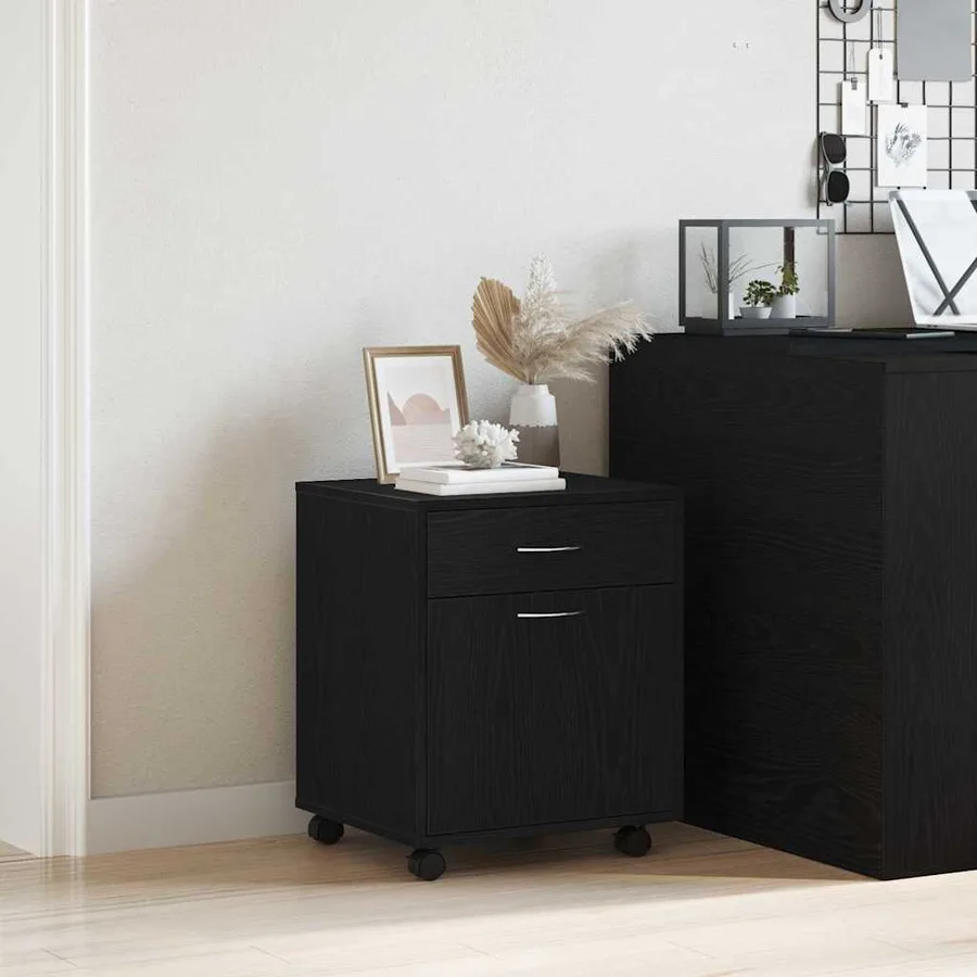 Cabinet roulant Chêne noir 45 x 38 x 54 cm Bois d'ingénierie - 4